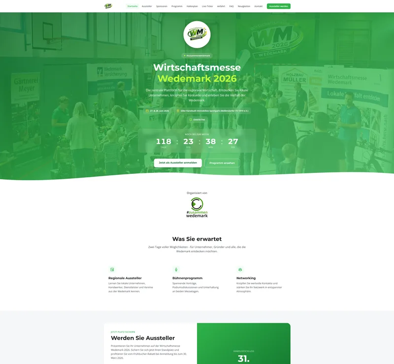 Moderne KI-erstellte Website — Wirtschaftsmesse Wedemark 2026