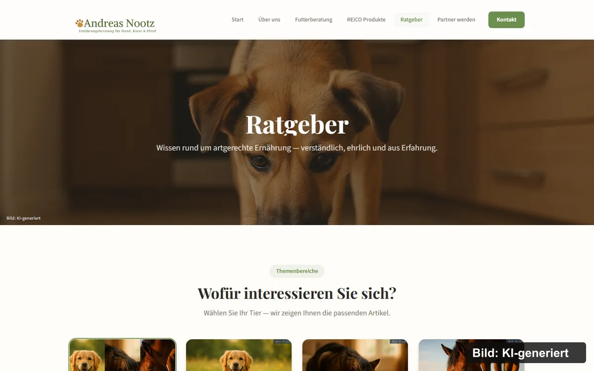 Der Ratgeber auf nootz-futterberatung.de